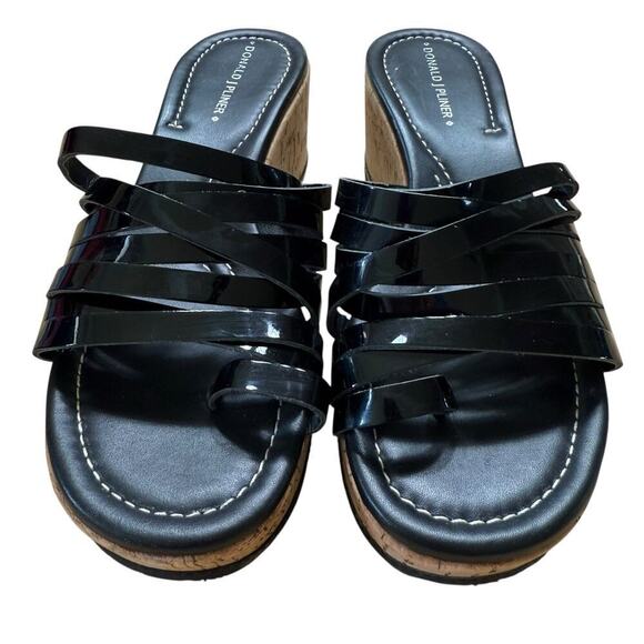 Donald J Pliner Womens Sheena 2 Cork Platform Wedge Sandals Black 6.5 M Coastal - Picture 2 of 11